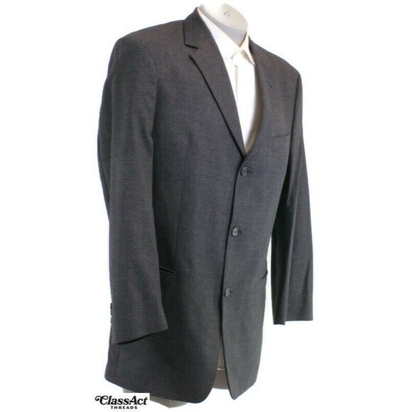 Hugo Boss Size Charcoal Men Wool Blend Suit Jacket Blazer Sport Coat 42L - Picture 1 of 9